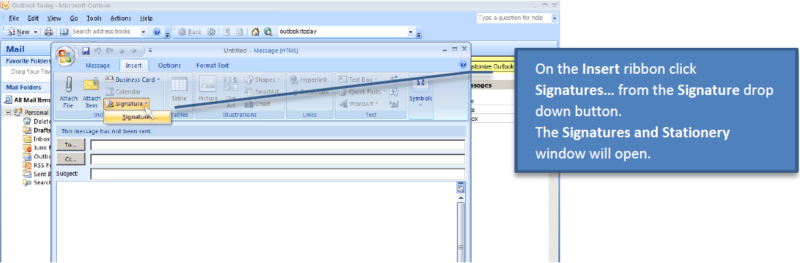 how to add email signature outlook