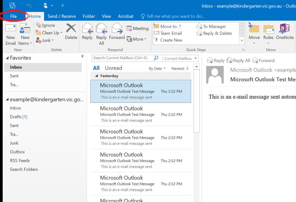 p46 imap mail outlook 2016