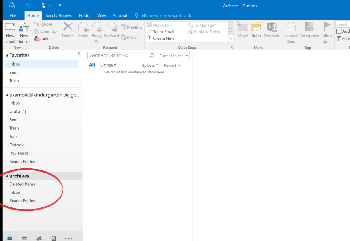 outlook 2016 archive options