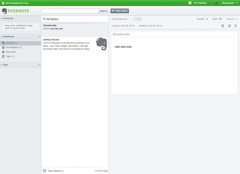 creating tasks in evernote