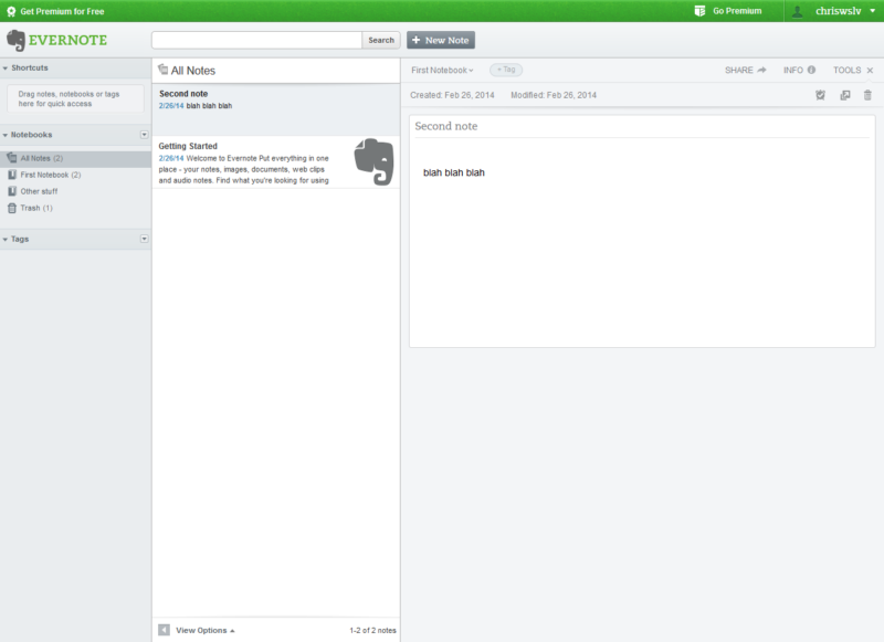 view open todo list in evernote